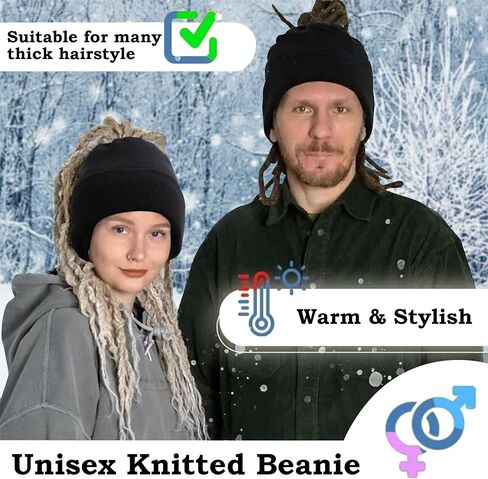 Ababalaya Unisex Knit Rasta Beanie Unisex Open Turban Beanies Winter Hats for Dreadlock Hair Wraps for Men Women in Kuwait