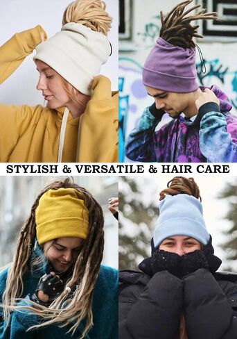 Ababalaya Unisex Knit Rasta Beanie Unisex Open Turban Beanies Winter Hats for Dreadlock Hair Wraps for Men Women in Kuwait
