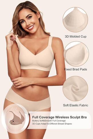 HORISUN Wireless Bras for Women Soft Comfortable No Underwire T Shirt Bra Seamless Full Coverage Bras with Support in Saudi Arabia