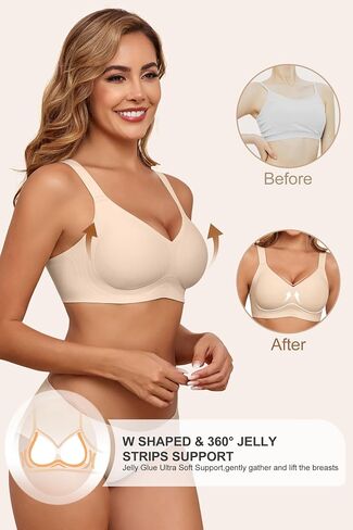 HORISUN Wireless Bras for Women Soft Comfortable No Underwire T Shirt Bra Seamless Full Coverage Bras with Support in Saudi Arabia