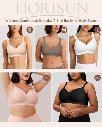 HORISUN Wireless Bras for Women Soft Comfortable No Underwire T Shirt Bra Seamless Full Coverage Bras with Support in Saudi Arabia