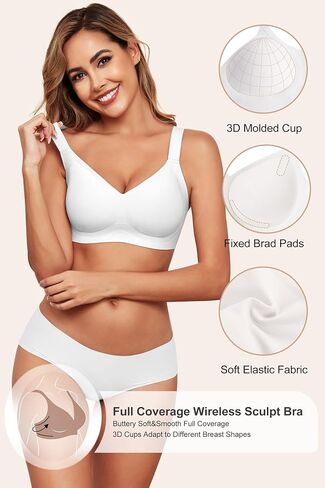 HORISUN Wireless Bras for Women Soft Comfortable No Underwire T Shirt Bra Seamless Full Coverage Bras with Support in Saudi Arabia