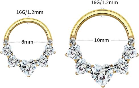 16G Titanium Heart Shape CZ Septum Rings Crystal Nose Ring Body Jewelry Daith Earrings Hinged Segment Helix Clicker Seamless Ring Hypoallergenic Jewelry for Her in Saudi Arabia
