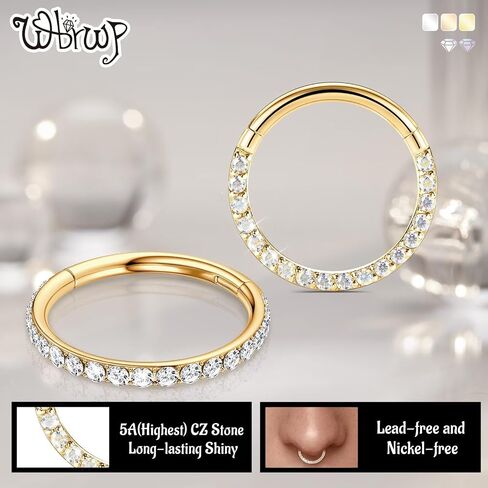 WBRWP 20G 18G 16G 14G حلقات الحاجز الطوق: 2PCS 316L Surgical Steel 8mm 10mm غضروتين حلق hypoallergenic hinged hoops daith conch helix tragus percing المجوهرات in Kuwait
