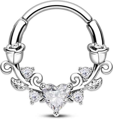 CM Crareesi Mania Rose Septum Rings 16G Septum Piercing Jewelry 316L Stainless Steel Daith Piercing Jewelry Heart Daith Earrings for Women in Kuwait