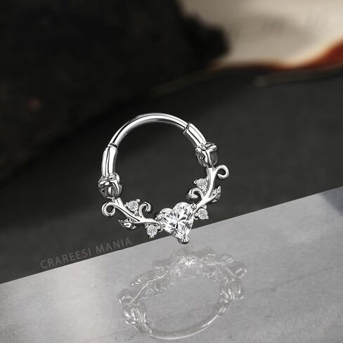 CM Crareesi Mania Rose Septum Rings 16G Septum Piercing Jewelry 316L Stainless Steel Daith Piercing Jewelry Heart Daith Earrings for Women in Kuwait