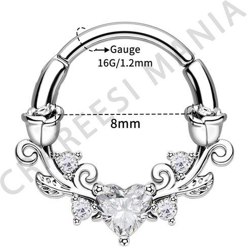 CM Crareesi Mania Rose Septum Rings 16G Septum Piercing Jewelry 316L Stainless Steel Daith Piercing Jewelry Heart Daith Earrings for Women in Kuwait