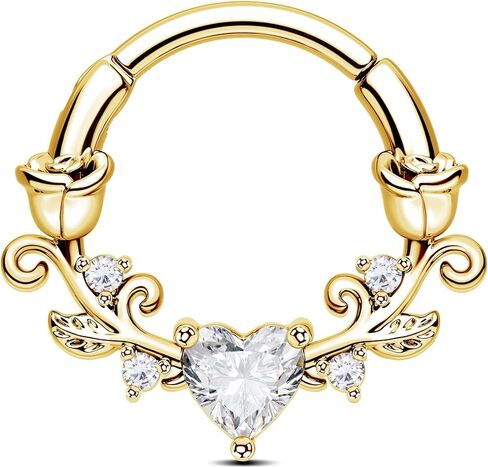 CM Crareesi Mania Rose Septum Rings 16G Septum Piercing Jewelry 316L Stainless Steel Daith Piercing Jewelry Heart Daith Earrings for Women in Kuwait