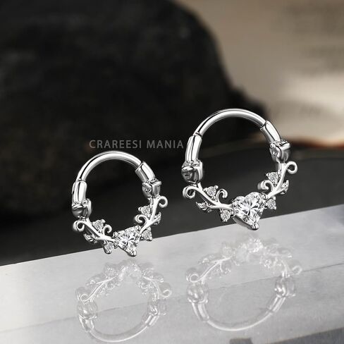 CM Crareesi Mania Rose Septum Rings 16G Septum Piercing Jewelry 316L Stainless Steel Daith Piercing Jewelry Heart Daith Earrings for Women in Kuwait