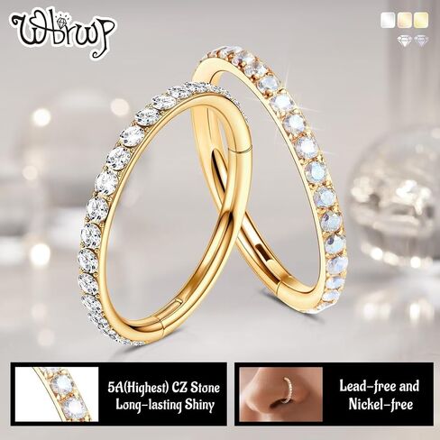 WBRWP 20G 18G 16G 14G حلقات الحاجز الطوق: 2PCS 316L Surgical Steel 8mm 10mm غضروتين حلق hypoallergenic hinged hoops daith conch helix tragus percing المجوهرات in Kuwait