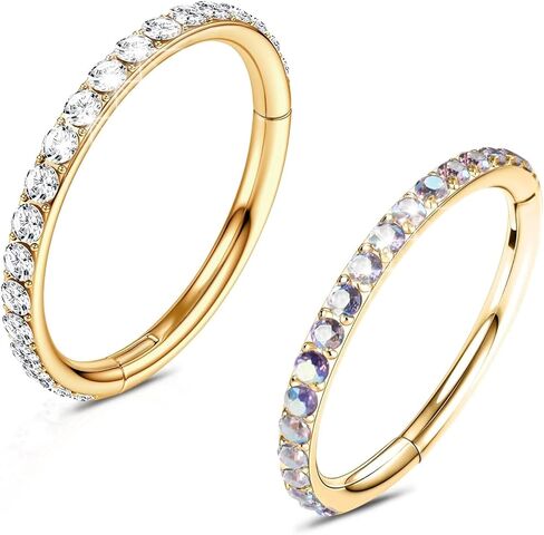 WBRWP 20G 18G 16G 14G Septum Rings Hoop: 2Pcs 316L Surgical Steel 8MM 10MM Cartilage Earring Hypoallergenic Hinged Nose Hoops Daith Conch Helix Tragus Piercing Jewelry in Kuwait