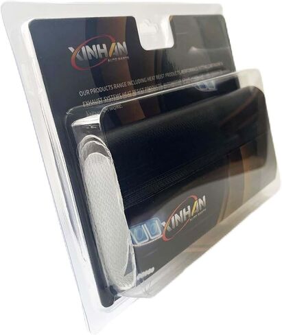 Xinhan (Silver,Black) Aluminum and Fiberglasss Heat Shielding Universal Starter Heat Shield 7 X 24in and 5.5 x 17in Wrap Self Attaching (Black, 7IN x 24IN) in Saudi Arabia