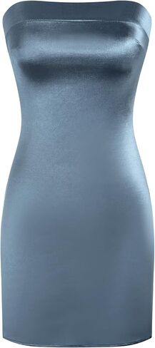 Zaful Women Tube Satin Mini Dress Bodycon عاريات الحرير الزفاف فساتين كوكتيل ضيف in Saudi Arabia