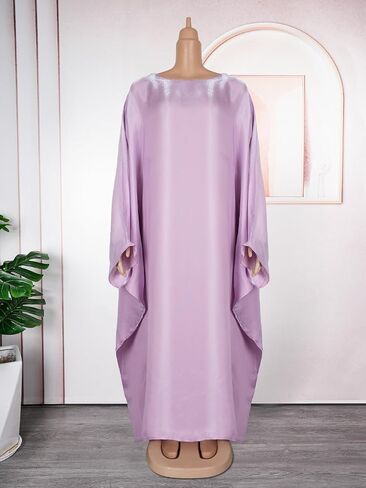 HD Shiner Boubou Dress for Woman Loose Adjustable Casual Kaftan Maxi Gown with Headscarf in Saudi Arabia
