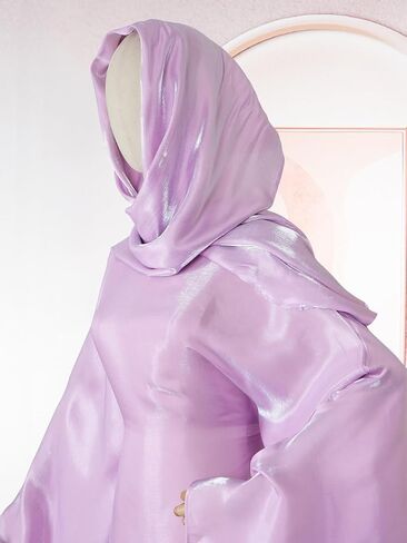 HD Shiner Boubou Dress for Woman Loose Adjustable Casual Kaftan Maxi Gown with Headscarf in Saudi Arabia