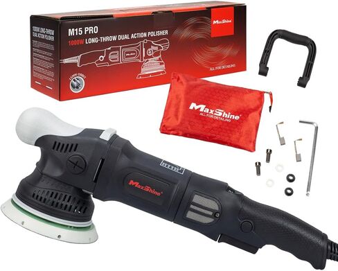 طقم تلميع وتلميع مزدوج الحركة Maxshine M15 Pro - غطاء بطول 15 ملم، قوة 1000 واط، لوحة دعم 5 بوصات، سرعة متغيرة 2500-5000 دورة في الدقيقة - تصحيح احترافي لطلاء السيارات والبحرية in Saudi Arabia
