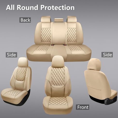 NS YOLO Full Coverage Leather Car Seat Covers Full Set,Waterproof Seat Covers for Cars,SUVs Pick-up Truck, Car Seat Cushion,Car Seat Protector,Black Seat Cover with 5 Seats in Kuwait