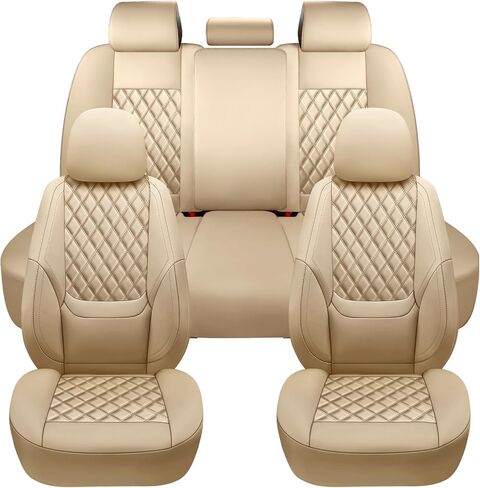 NS YOLO Full Coverage Leather Car Seat Covers Full Set,Waterproof Seat Covers for Cars,SUVs Pick-up Truck, Car Seat Cushion,Car Seat Protector,Black Seat Cover with 5 Seats in Kuwait