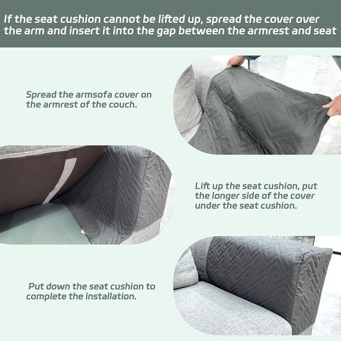 MEHIDFY Sofa Arm Cover, Waterproof Couch Armrest Protector, Anti-Slip Sofa Cover, Remote Holder for Armchair, Recliner Caddy with 3 Pockets for TV Remote, Phone, Pad, Pen, Book(Grey 2pcs) in Kuwait