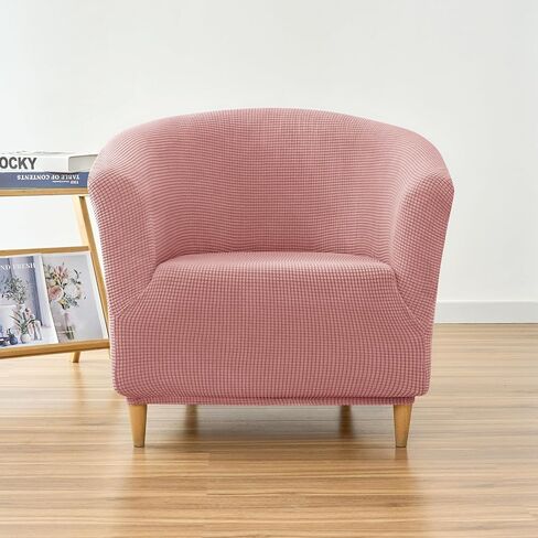 Stretch Tub Chair Covers, 1-Piece Club Chair Slipcover Soft Jacquard Barrel Chair Cover Armchair Slipcovers Furniture Protector for Living Room (Pink) in Saudi Arabia