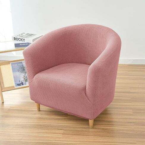 Stretch Tub Chair Covers, 1-Piece Club Chair Slipcover Soft Jacquard Barrel Chair Cover Armchair Slipcovers Furniture Protector for Living Room (Pink) in Saudi Arabia