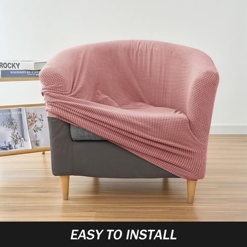 Stretch Tub Chair Covers, 1-Piece Club Chair Slipcover Soft Jacquard Barrel Chair Cover Armchair Slipcovers Furniture Protector for Living Room (Pink) in Saudi Arabia