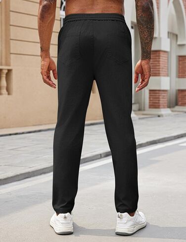 COOFANDY Mens Casual Pants Elastic Waist Drawstring Chino Pants Cotton Twill Trousers with Pockets in Saudi Arabia