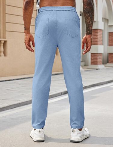 COOFANDY Mens Casual Pants Elastic Waist Drawstring Chino Pants Cotton Twill Trousers with Pockets in Saudi Arabia
