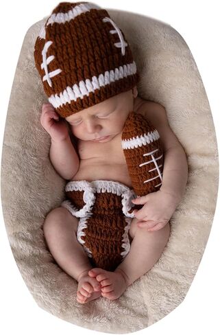 Baby Photography Outfits Crochet Knitted Football Player Outfits Newborn Photo Sports Costume 0-1 Month in Kuwait