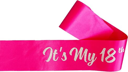 Hot Pink It's My 18th Birthday Sash Funny 18th Birthday Sash 18th Birthday Gifts for Girls with Glitter Letter Silver in Saudi Arabia