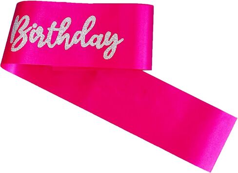 Hot Pink It's My 18th Birthday Sash Funny 18th Birthday Sash 18th Birthday Gifts for Girls with Glitter Letter Silver in Saudi Arabia