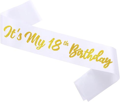 Hot Pink It's My 18th Birthday Sash Funny 18th Birthday Sash 18th Birthday Gifts for Girls with Glitter Letter Silver in Saudi Arabia