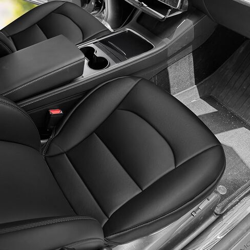 غطاء مقعد السيارة 2pcs أمامي من الجلد الفاخر المتوافق مع حامي تسلا طراز Y Car Protector ، مقاوم للارتداء لعام 2020 2021 2022 2023 2024 إكسسوارات معدلة (طراز Y White F) in Kuwait