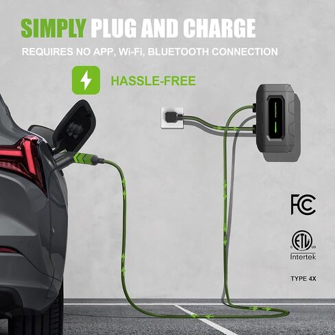Level 1 + 2 EV Charger, 18FT 16Amp 240Volt Electric Vehicle Portable Charger with NEMA 6-20 Plug, EV Charging Station for J1772 Electric Cars, ETL Certificated in Kuwait
