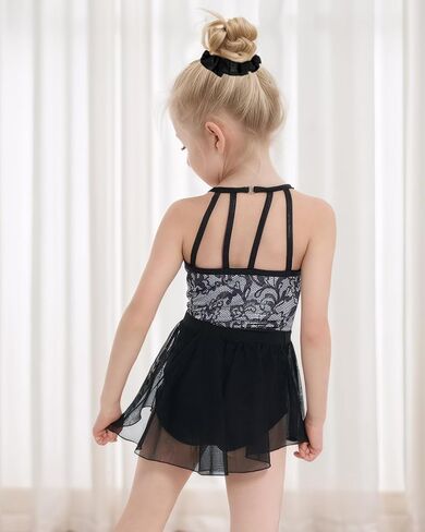 Gogokids 3 Pcs Ballet Leotards for Girls, Halter Gymnastics Leotard with Rhinestone and Removable Skirt Combo in Kuwait