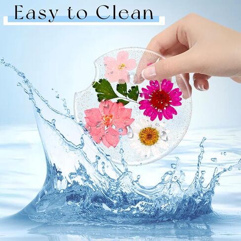 Swooflia Flower Car Cust Custer Coasters للنساء - 2.75 بوصة راتنج لطيف راتنجات واضحة للسيارات كوب إدراج سيارة إكسسوارات 2 Pack Pink in Kuwait