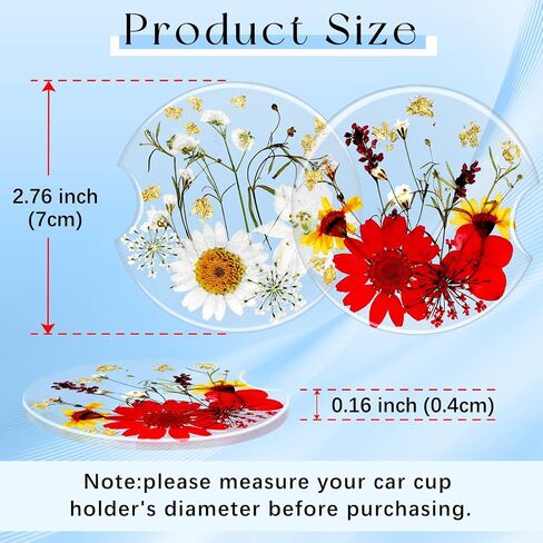 Swooflia Flower Car Cust Custer Coasters للنساء - 2.75 بوصة راتنج لطيف راتنجات واضحة للسيارات كوب إدراج سيارة إكسسوارات 2 Pack Pink in Kuwait