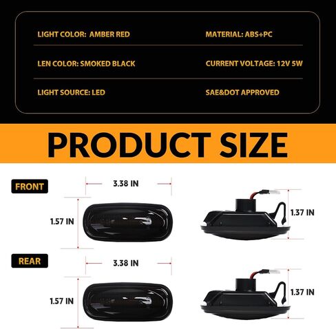 LED Dually Bed Fender Side Marker Lights For 2003-2009 Dodge Ram 2500 3500 Dual Rear Wheel Marker Lamps Smoked Len (Amber Red) in Kuwait