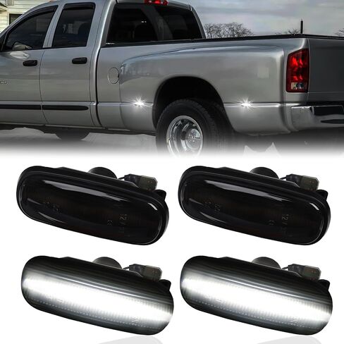 LED Dually Bed Fender Side Marker Lights For 2003-2009 Dodge Ram 2500 3500 Dual Rear Wheel Marker Lamps Smoked Len (Amber Red) in Kuwait