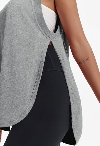 Tankaneo Womens Side Slit Workout Tank Tops Cotton Sleeveless T Shirts Oversized Summer Casual Yoga Gym Tees in Saudi Arabia