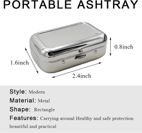 Mini Portable Ashtrays, Metal Pocket Dustproof Car Ash Tray with Lid, Compact Square Windproof Car Cigar Ashtrays, Decorative Cigarette Snuffers Ashtray for Car Home Office (Purple) in Kuwait