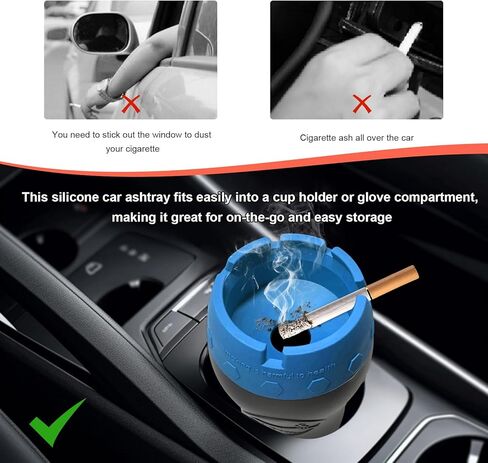 منفضة سجائر سيليكون ، صينية رماد آلي مدخنة لا تدخن لحامل الكأس ، صينية رماد سيجارة مركبة مركبة للرياح للمنزل خارج المكتب ، إكسسوارات السيارات الداخلية (أحمر) in Kuwait