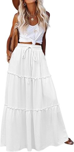 Zeagoo Womens Casual Maxi Skirts for Women 2026 High Waist Boho Skirts Floral Printed Long Flowy Skirt with Pockets in Saudi Arabia