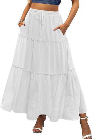 Zeagoo Womens Casual Maxi Skirts for Women 2026 High Waist Boho Skirts Floral Printed Long Flowy Skirt with Pockets in Saudi Arabia
