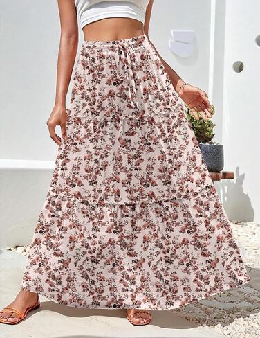 Zeagoo Womens Casual Maxi Skirts for Women 2026 High Waist Boho Skirts Floral Printed Long Flowy Skirt with Pockets in Saudi Arabia