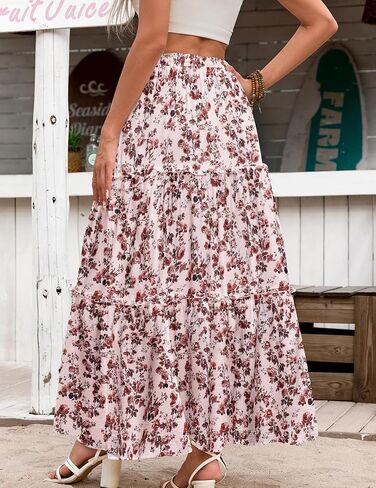 Zeagoo Womens Casual Maxi Skirts for Women 2026 High Waist Boho Skirts Floral Printed Long Flowy Skirt with Pockets in Saudi Arabia