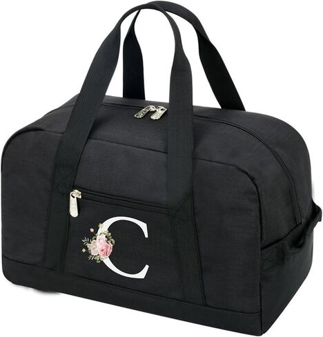 Small Gym Bag for Women Letter Style Small Duffle Bag for Travel Sport Carry on Bag-Black(Letter A) in Kuwait