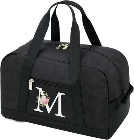 Small Gym Bag for Women Letter Style Small Duffle Bag for Travel Sport Carry on Bag-Black(Letter A) in Kuwait