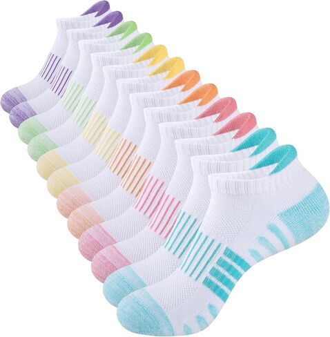 COOPLUS 6 Pairs Ankle Socks Womens Athletic Thick Cushioned Cotton Running Low Cut Tab Socks in Kuwait