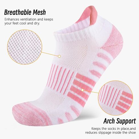 COOPLUS 6 Pairs Ankle Socks Womens Athletic Thick Cushioned Cotton Running Low Cut Tab Socks in Kuwait